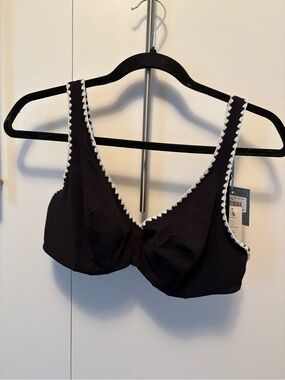 Panache Black Bikini Top with White Trim